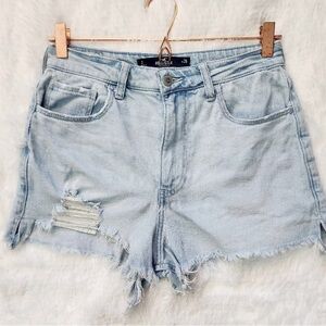 Hollister Women's Light Blue Frayed Jean Shorts